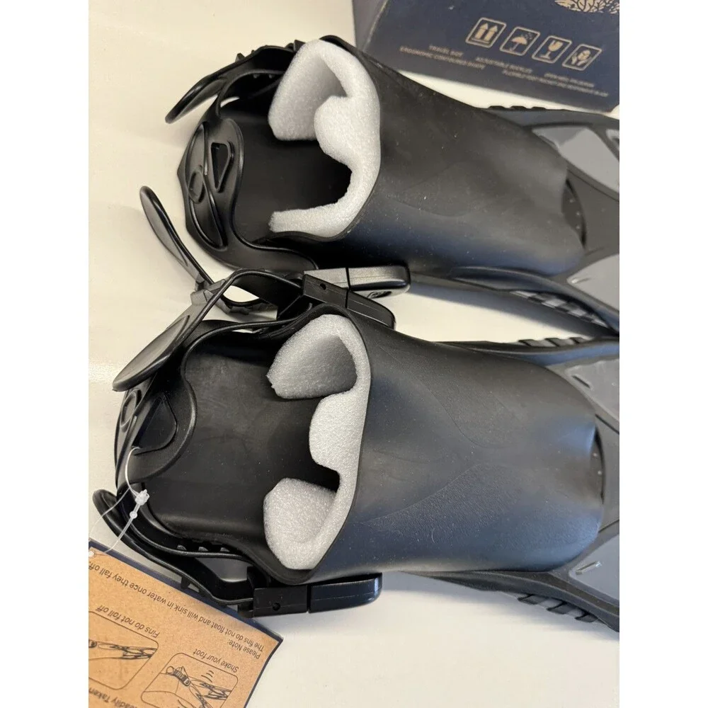 Capas Snorkel Fins Black Adult S/M 4.5-8.5 Swim Diving Flippers Adjustable